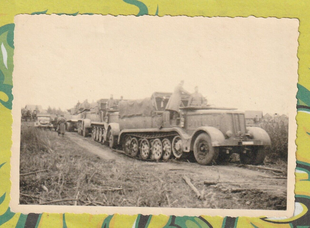 Foto Panzer Tiger wird abgeschleppt alt rückseitig beschrieben