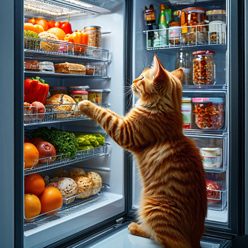 кот и холодильник