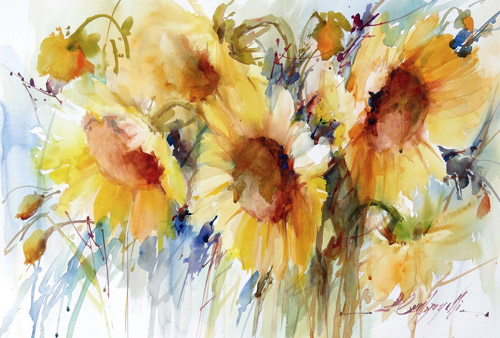 Painting a Flower Bouquet in Watercolor  wet-in-wet