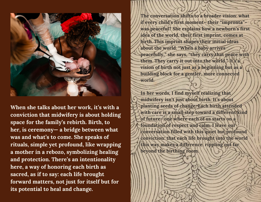 The fifth and sixth page of a zine titled 'Birth Work as Revolution: Midwifery, Transformation, and Connection'.