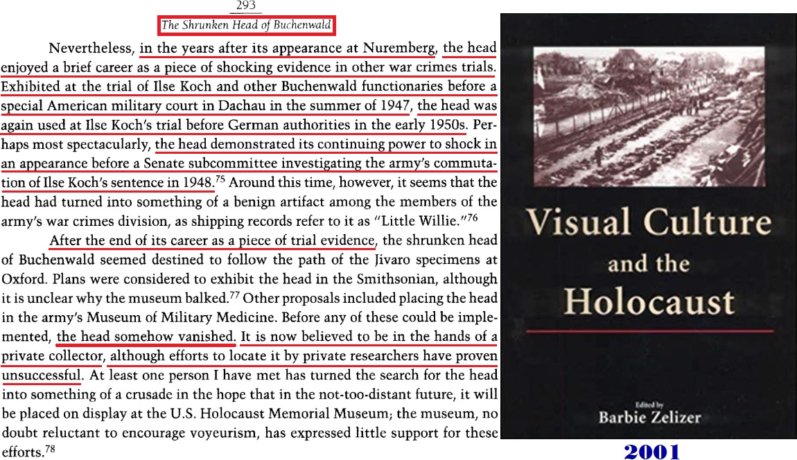 Holocaust - Visual Culture and the Holocaust - 2001 - Jivaro shrunken heads - the shrunken head of B