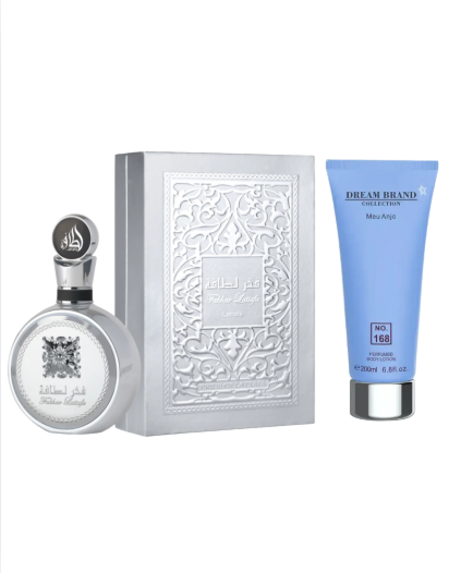 KIT FAKHAR PLATIN 100ML + HIDRATANTE DREAM BRAND COLLECTION 168 200ML - imagem 1