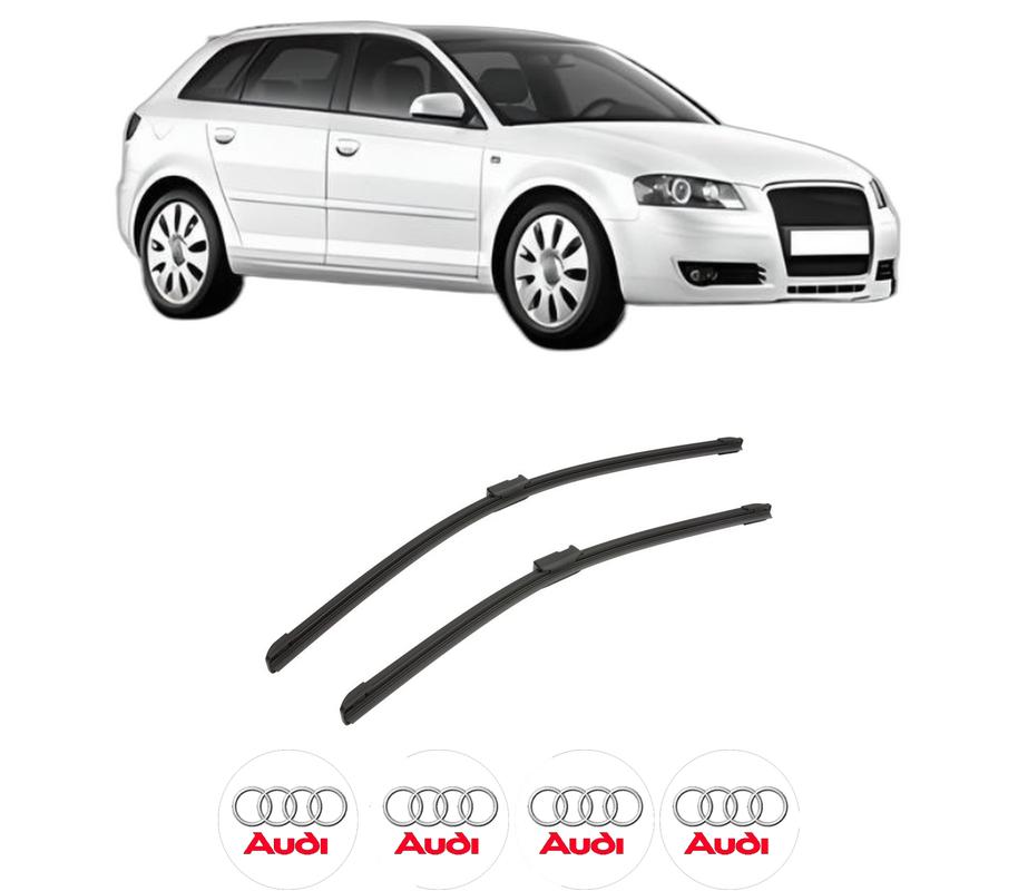 Set stergatoare auto AUDI A3 Sportback (8PA) din 2004-2013, pentru parbriz auto, 2 bucati, Bosch Aerotwin, din cauciuc siliconat rezistent, 4 Stickere Auto AUDI