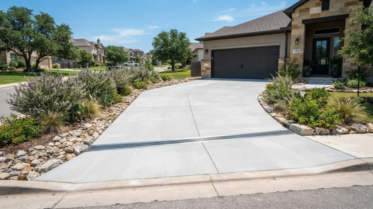 Concrete driveway drainage slope design San Antonio