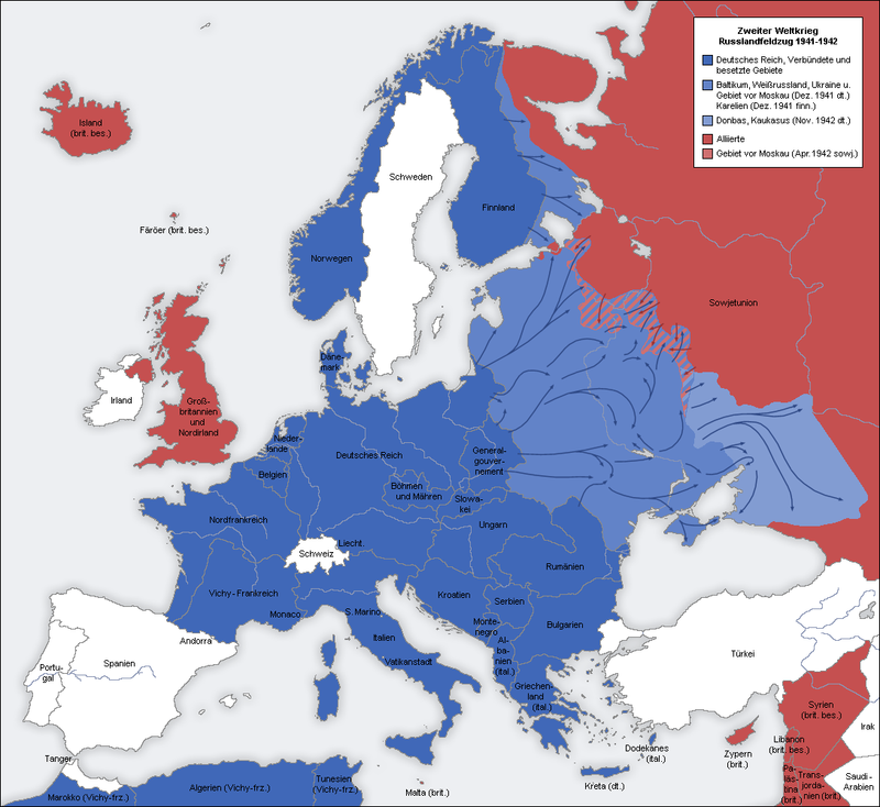 Mapa de la Segunda Guerra Mundial 1941-1942 Mapa de la Segunda Guerra Mundial 1941-1942