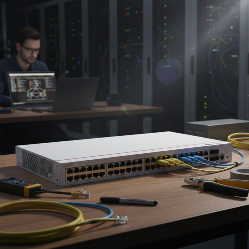 Switch Huawei S310-48T4S vista frontal com 48 portas