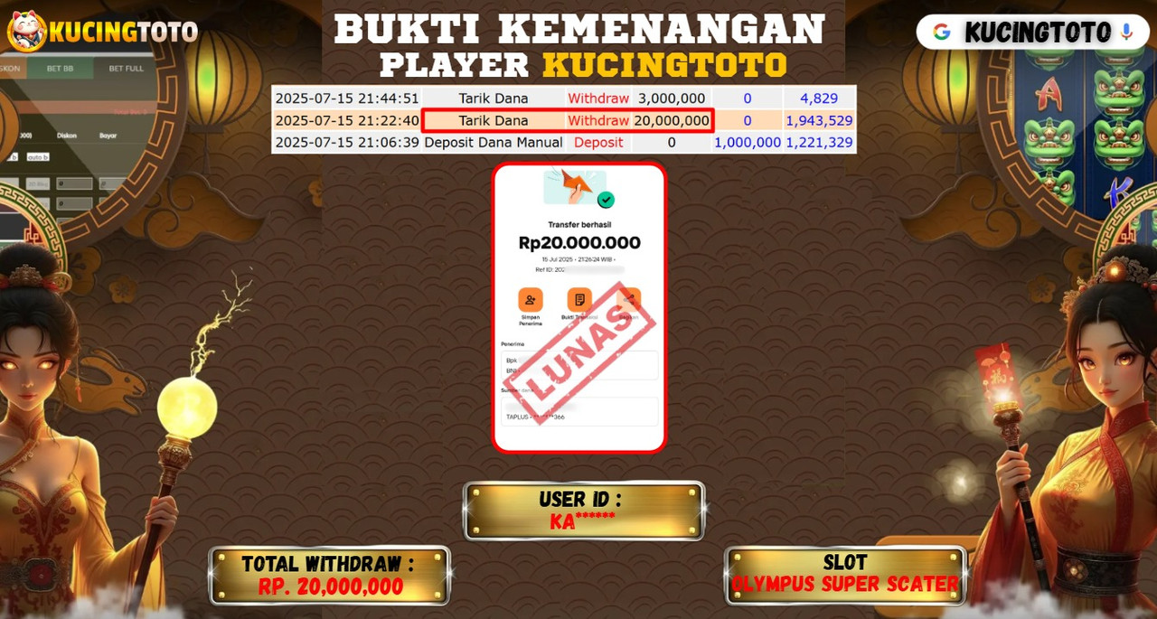 KUCINGTOTO JACKPOT SLOT OLYMPUS SUPER SCATTER RP.20.000.000.,- LUNAS