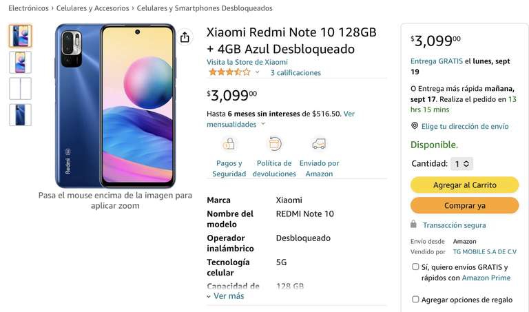 Amazon - Redmi Note 10 (4/128 gb) 
