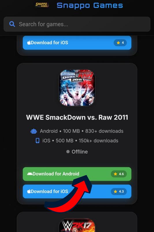 Screenshot of download button