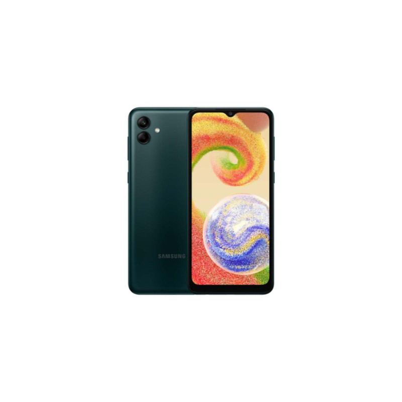 <p>Galaxy A04 te sorprende con su calidad en fotografía, puedes disfrutar de un lente principal de 50 MP con modo retrato, lente adicional de profundidad con 2MP y para tus selfis frontal de 5 MP. El procesador de este smartphone es de alta velocidad 2.3 GHZ para darte excelente desempeño en tus tareas. Galaxy A04 te acompañará todo el día, gracias a su batería de 5.000 mAh y con su diseño y colores, será tu mejor elección.</p><p><b>CARACTERÍSTICAS DESTACADAS</b></p><p>•	Asombrosa cámara: modo retrato, alta resolución de 50MP</p><p>•	Asombroso desempeño: procesador más rápido, expansión de memoria optimizada.</p><p><b>ESPECIFICACIONES</b></p><p>Imagen y Pantalla</p><p>•	Tipo de Pantalla: LCD </p><p>•	Resolución Pantalla: 720x1600 (FHD+) </p><p>•	Tamaño Pantalla: 6.5 Pulgadas</p><p>Conectividad</p><p>•	Red de Transmisión de Datos: 2G, 3G, 4G</p><p> •	Espacios Para SIM Card: Dual SIM</p><p> •	Tipos de Puertos Entradas y Salidas: Entrada Tarjeta Micro SD </p><p>•	Puerto USB Tipo C: Salida de Audífonos </p>