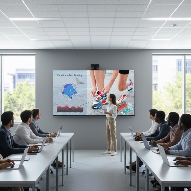 Monitor Profissional LG 65UL3J-E em ambiente corporativo