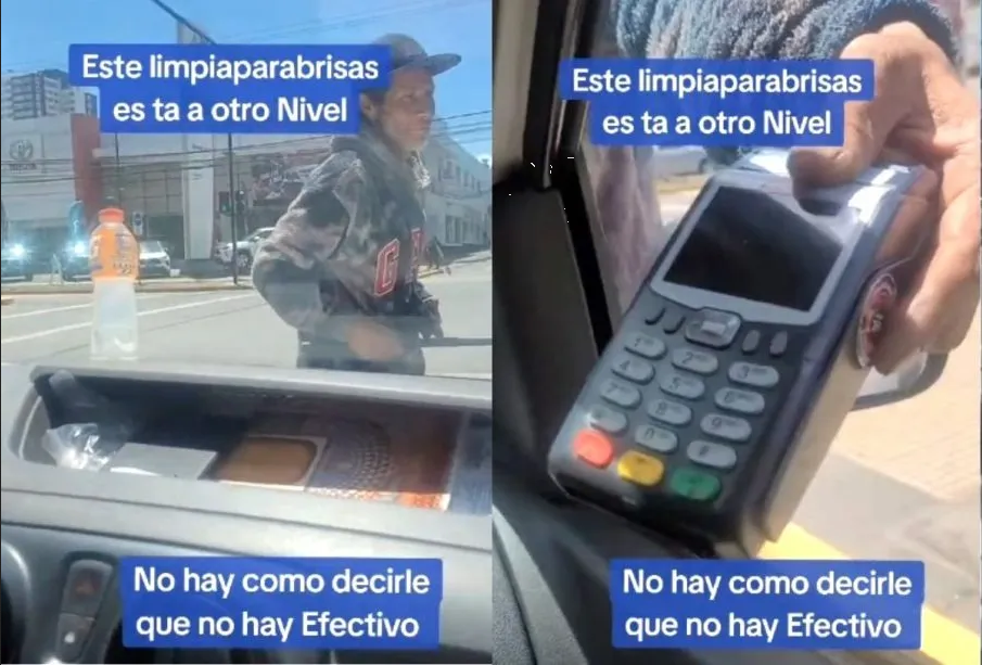 El futuro llegó: Limpiaparabrisas acepta pagos con tarjeta y causa sensación