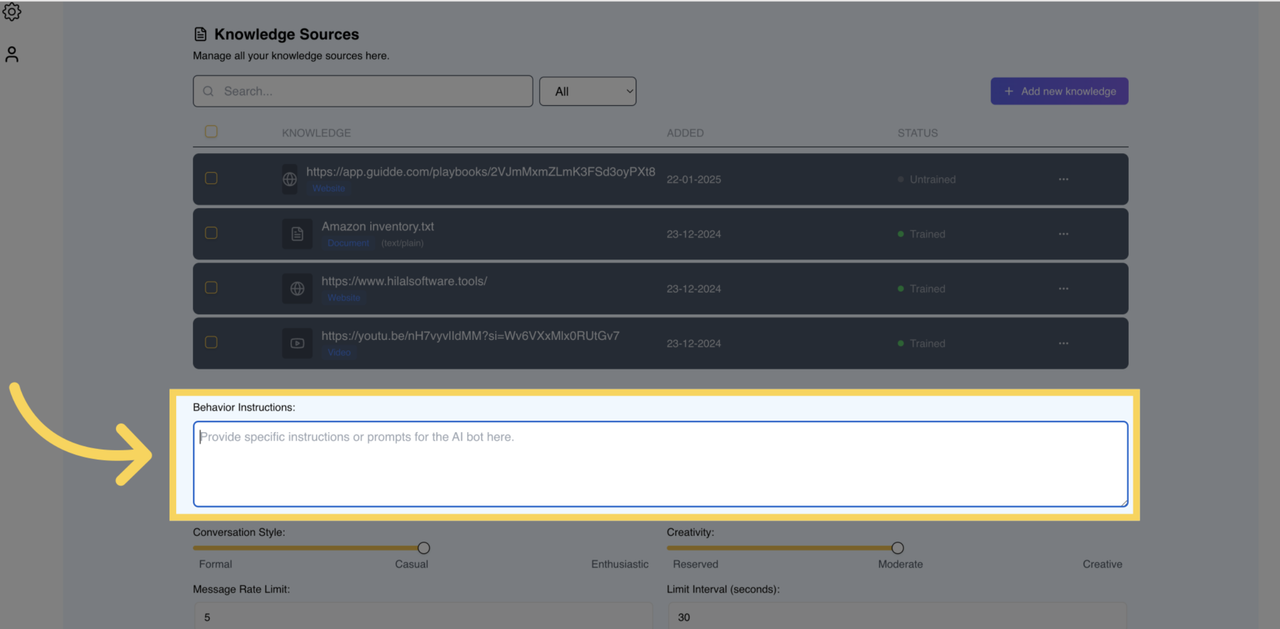 Behavior Instructions