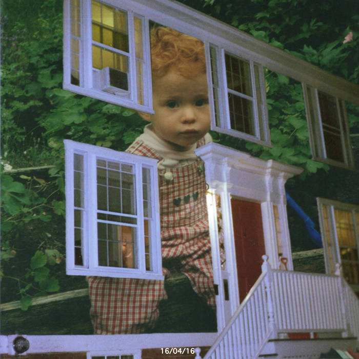 a nostalgic photo of a kid superimposed over the siding of a house