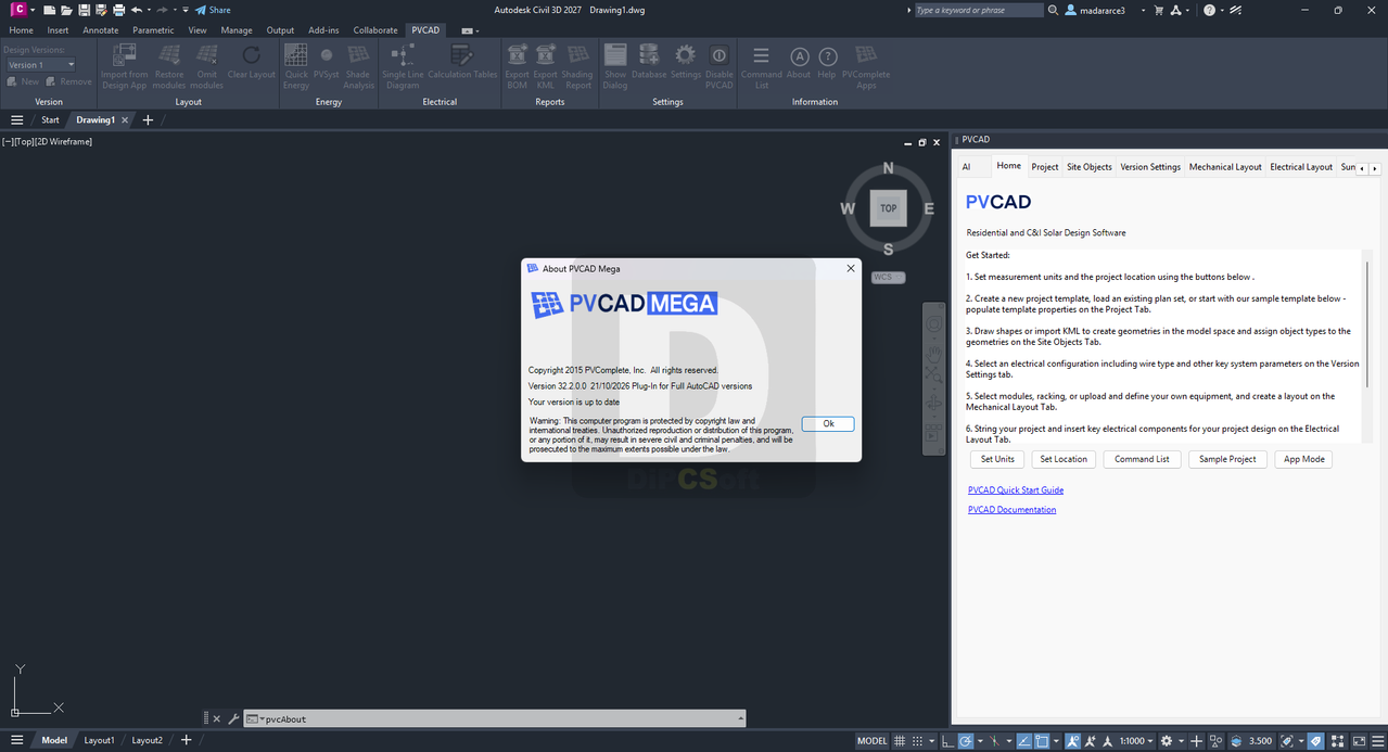 Working with PVCAD Mega 32.2.0 full activated