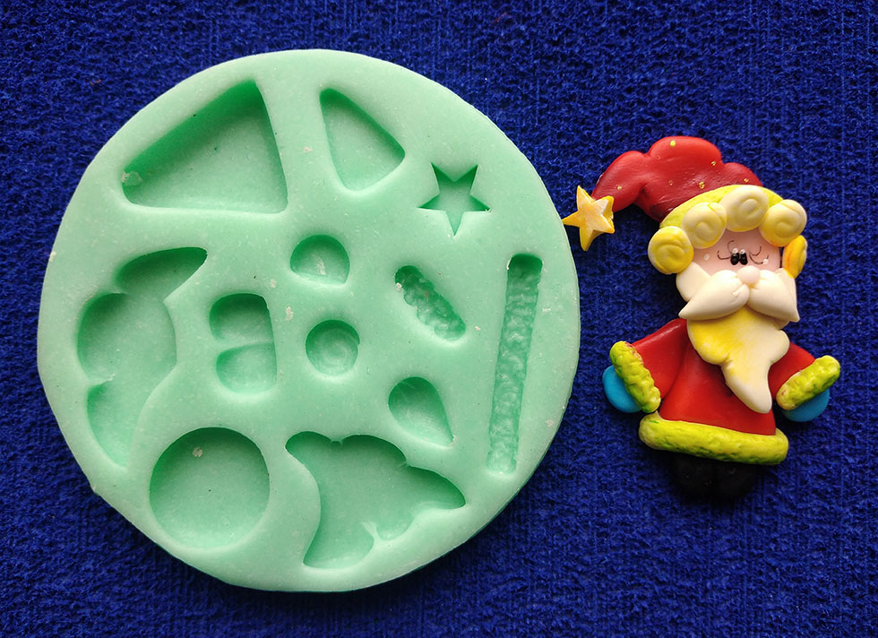 Molde en silicona prendedor e santa claus papá noel de 5cm