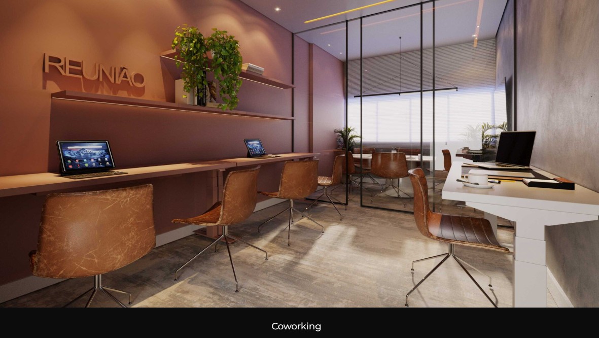 Espaço coworking para home office e reuniões