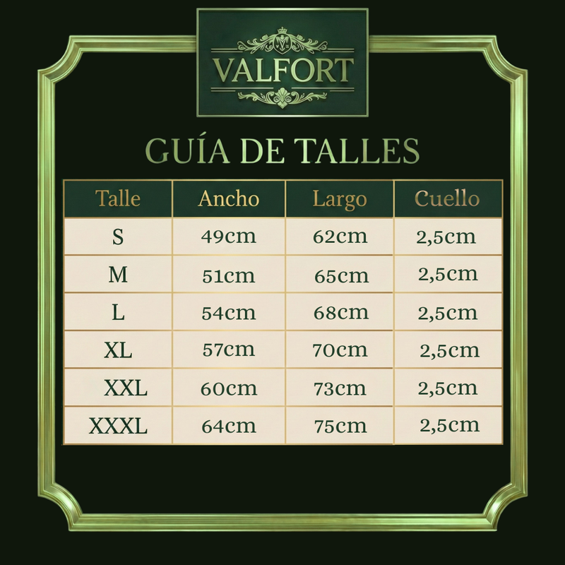 Guía de talles remeras premium