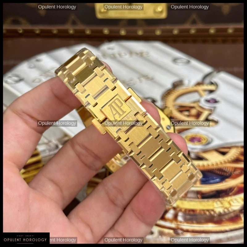 Audemars Piguet Royal Oak Jumbo Extra-Thin Openworked 16204 Rose Gold Skeleton Dial 39mm