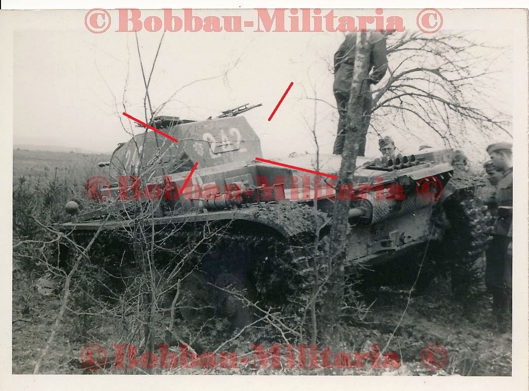 Panzerkampfwagen II mit weißer Nummer 242 und Wappen am Turm Pan