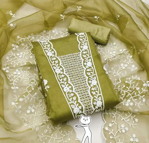 Women Mhendi Embroidered Organza Suits & Dress Materials
(R117)