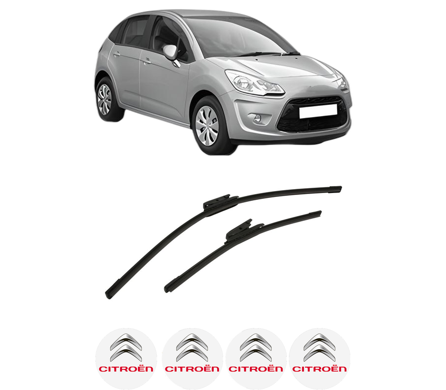 Set stergatoare auto CITROEN C3 II (SC_) din 2009-2016, pentru parbriz auto, 2 bucati, Bosch Aerotwin, din cauciuc siliconat rezistent, 4 Stickere Auto CITROEN