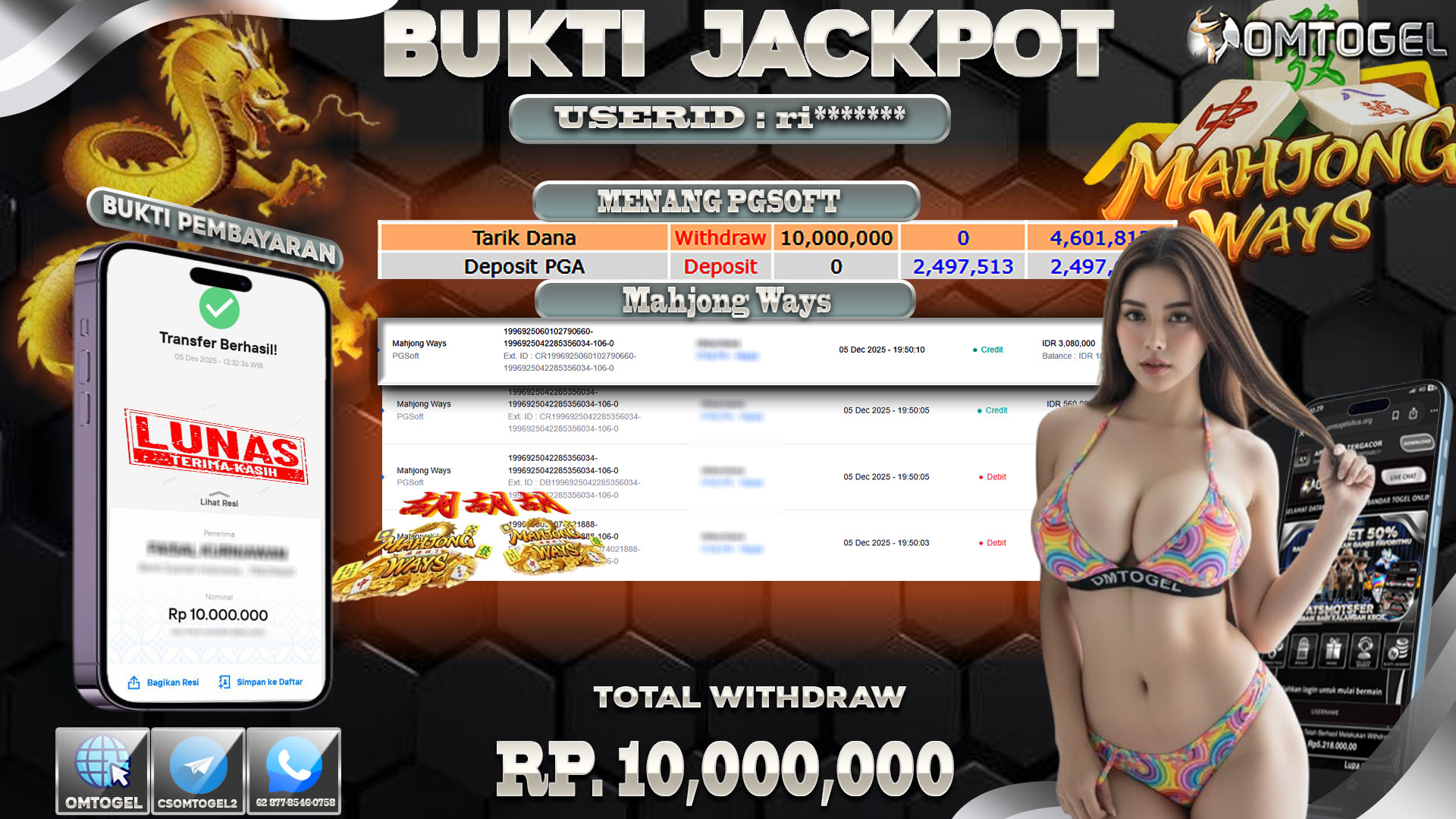 OMTOGEL JACKPOT PGSOFT MAHJONG WAYS  ,10, JUTA DI BAYAR LUNAS ,-