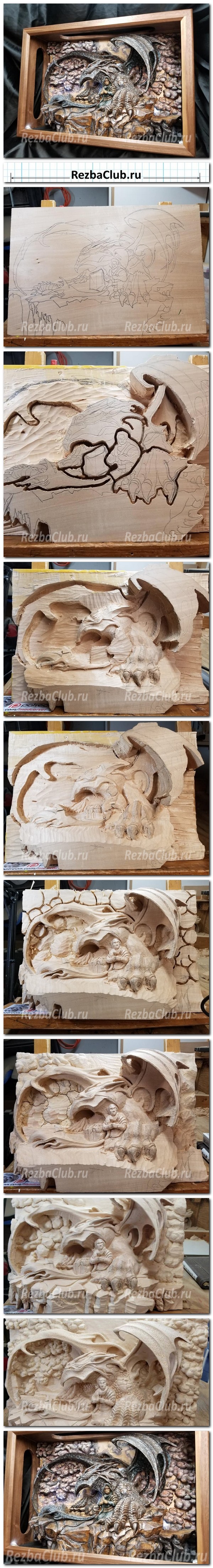 Урок по резьбе - панно с драконом