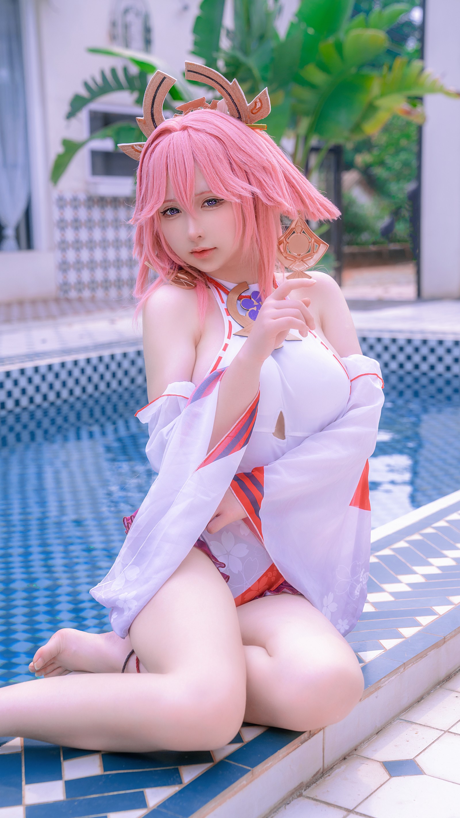 樱梨梨 八重神子 泳装 Cosplay 写真合集｜原神角色高清图集（29P｜429MB）插图8
