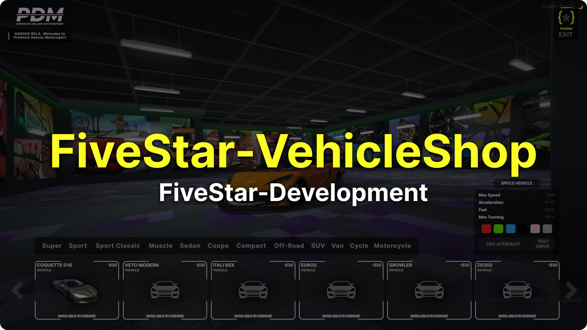 FiveStar-VehicleShop - LifeTime[Open Source]
