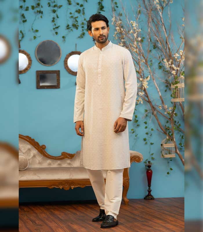 Men’s Exclusive Punjabi & Pajama Off White: IND