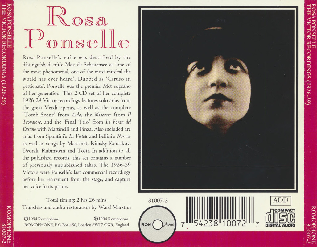 Rosa Ponselle - The Victor Recordings (1926 - 1929) - tray