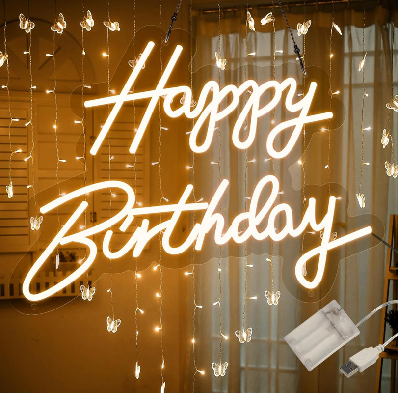 Happy Birthday Neon Sign(USB/battery)