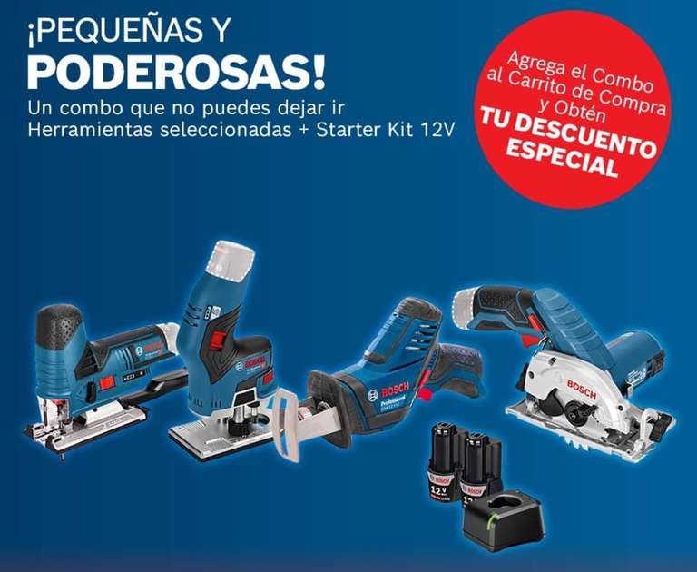 Variedad de herramientas inalámbricas Bosch de 12V con baterías y cargador de regalo 
