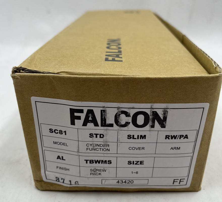 FALCON SC81 COMMERCIAL DOOR CLOSER AL FINISH STD FUNCTION RW/PA ARM SLIM COVER