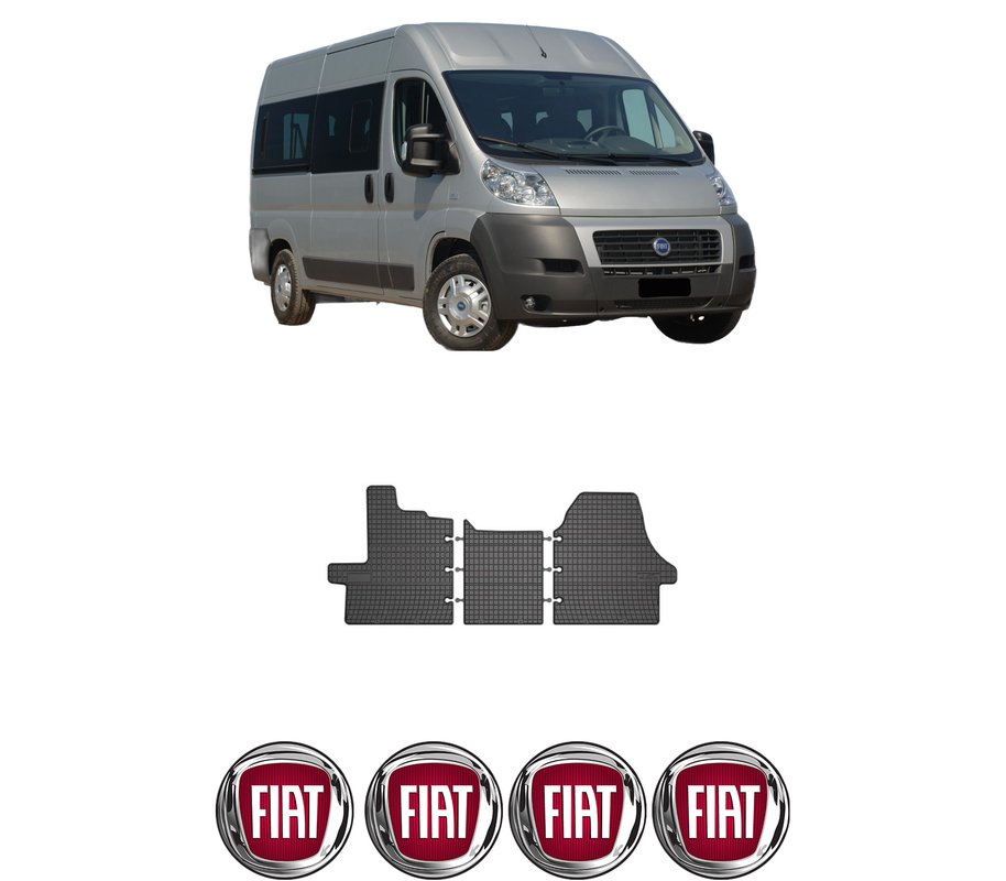 Set covorase presuri FIAT DUCATO Bus (250_) din 2006-2023, auto, din cauciuc thermoplastic, 4 Stickere auto cu FIAT