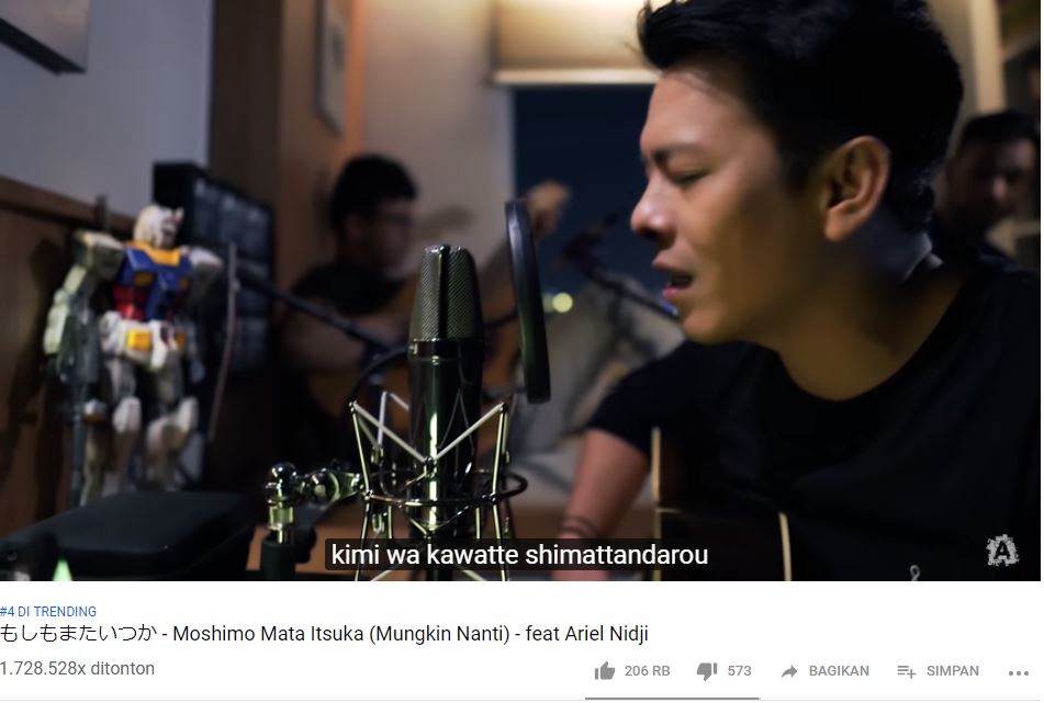 Lagu Mungkin Nanti versi jepang masuk trending no 4 di YouTube Indonesia.