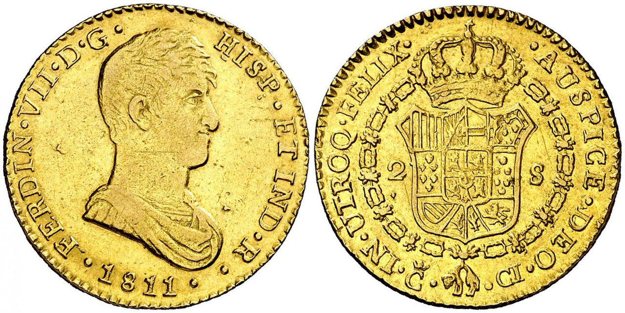 8 reales Fernando VII. Sevilla. 1809. 2escudos-Cadiz1811