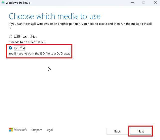Choose ISO file