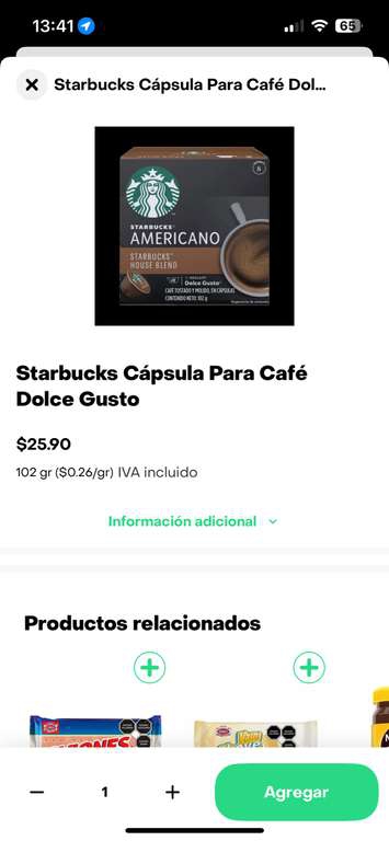 Rappi turbo: Starbuck Cápsula Café Americano 
