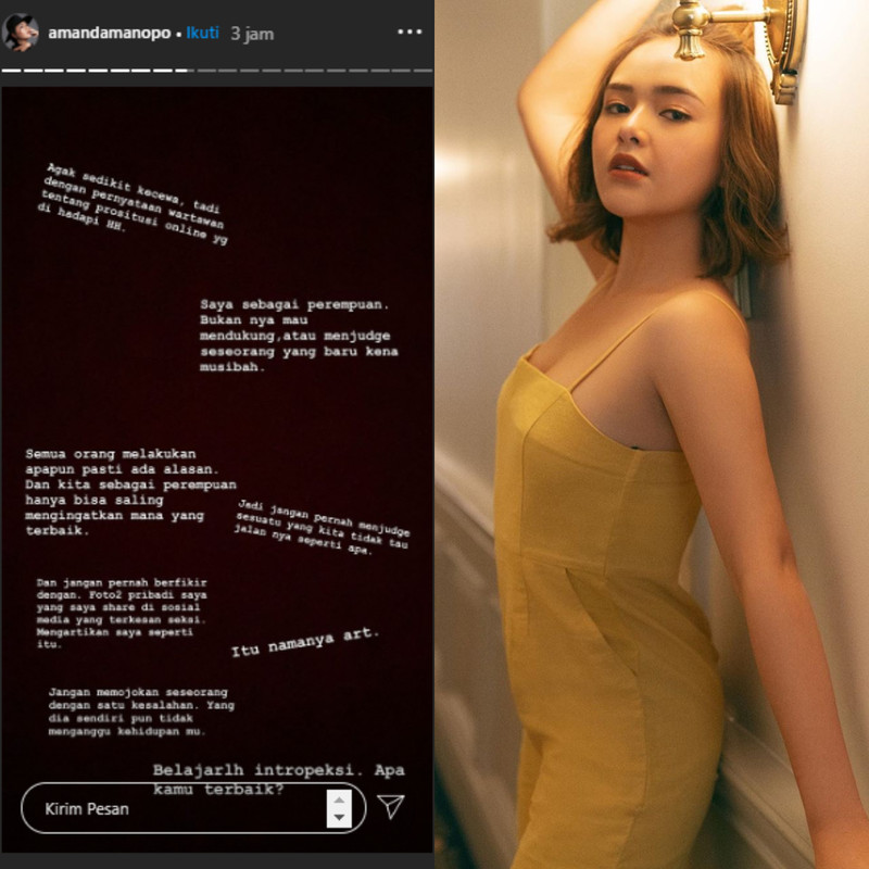 Amanda Manopo beri tanggapan soal prostitusi online