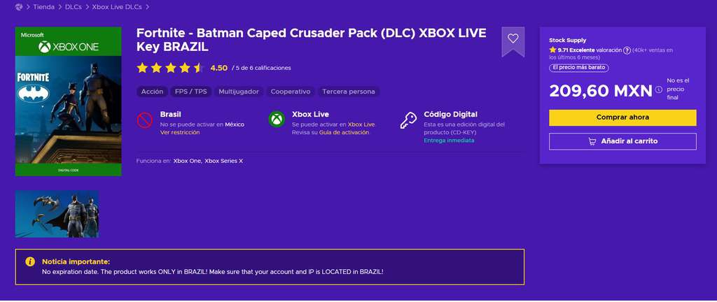 ENEBA BRASIL: Caped Crusader $237.35 Xbox 
