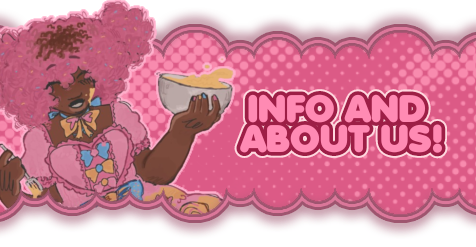 art by phighta on twt. text says: info and about us!