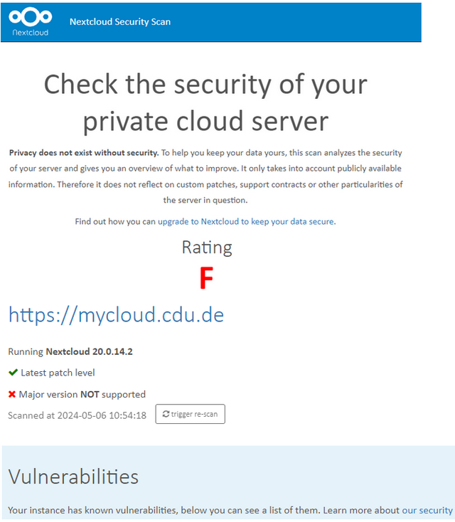 Sicherheit der CDU-Nextcloud-Instanz 