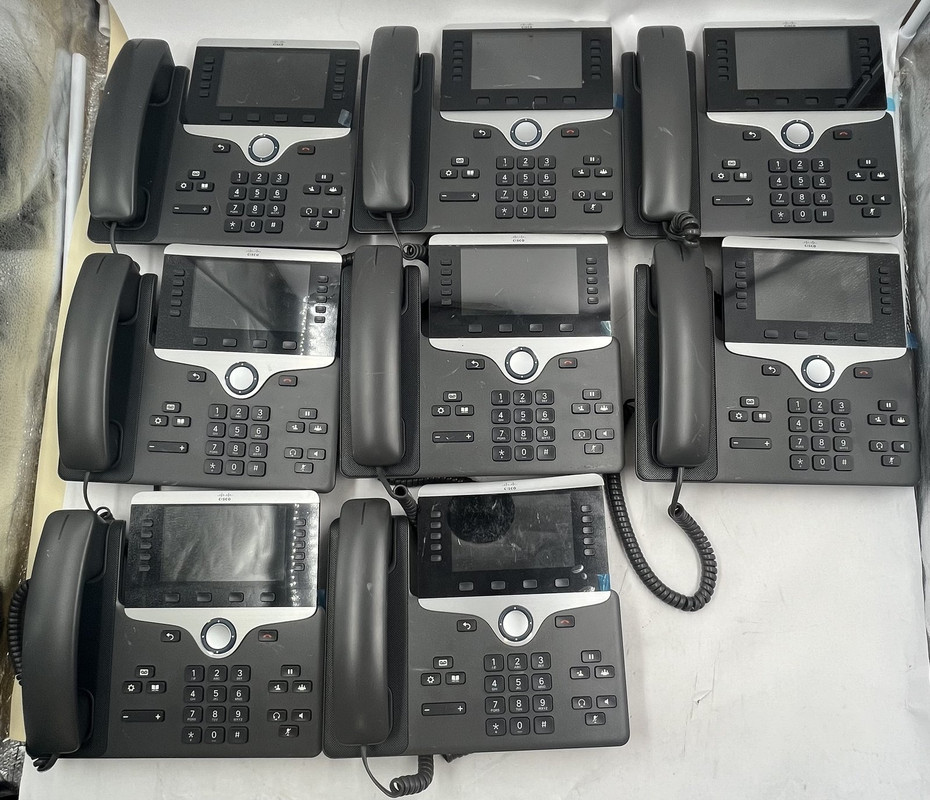 LOT OF 8 CISCO CP-8851-K9 MULTI-PLATFORM BUSINESS OFFICE IP PHONES WITH STANDS