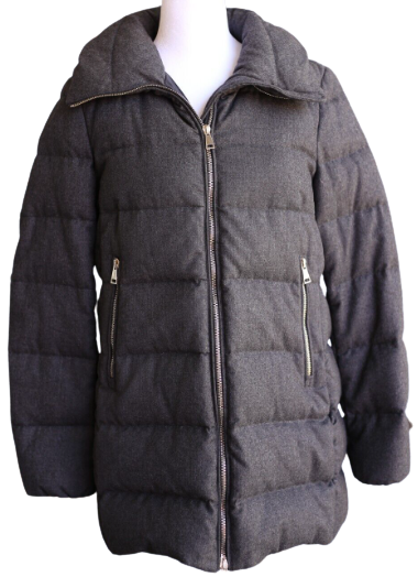 Moncler Torcelle Down Coat High-Neck Puffer Jacket Grey Size