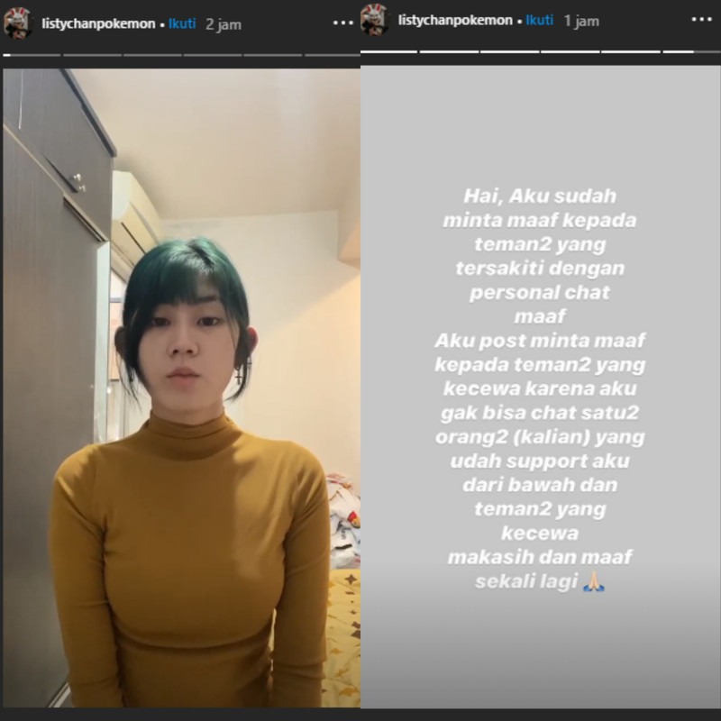 Listy Chan meminta maaf