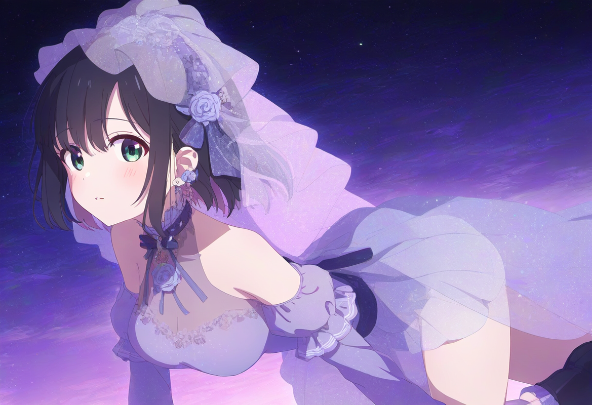 1girl, {{touyoko momoko (saki)}}, black hair, green eyes, leg warmers, leg ribbo s-1248483090