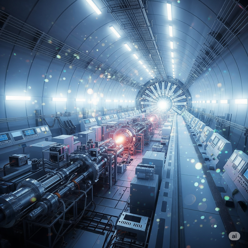 A conceptual image showing an imbalance between matter and antimatter, with matter being significantly more abundant.