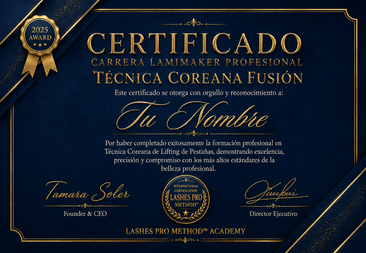 Certificado oficial de Lashes Pro Method